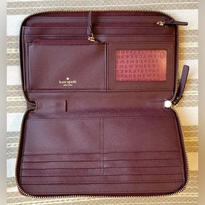 Kate Spade Red Wine Maroon Laurel Way Talla Wallet NWT